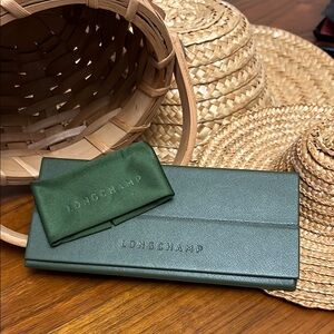 Longchamp Green Leather Eyeglasses Sunglasses Holder